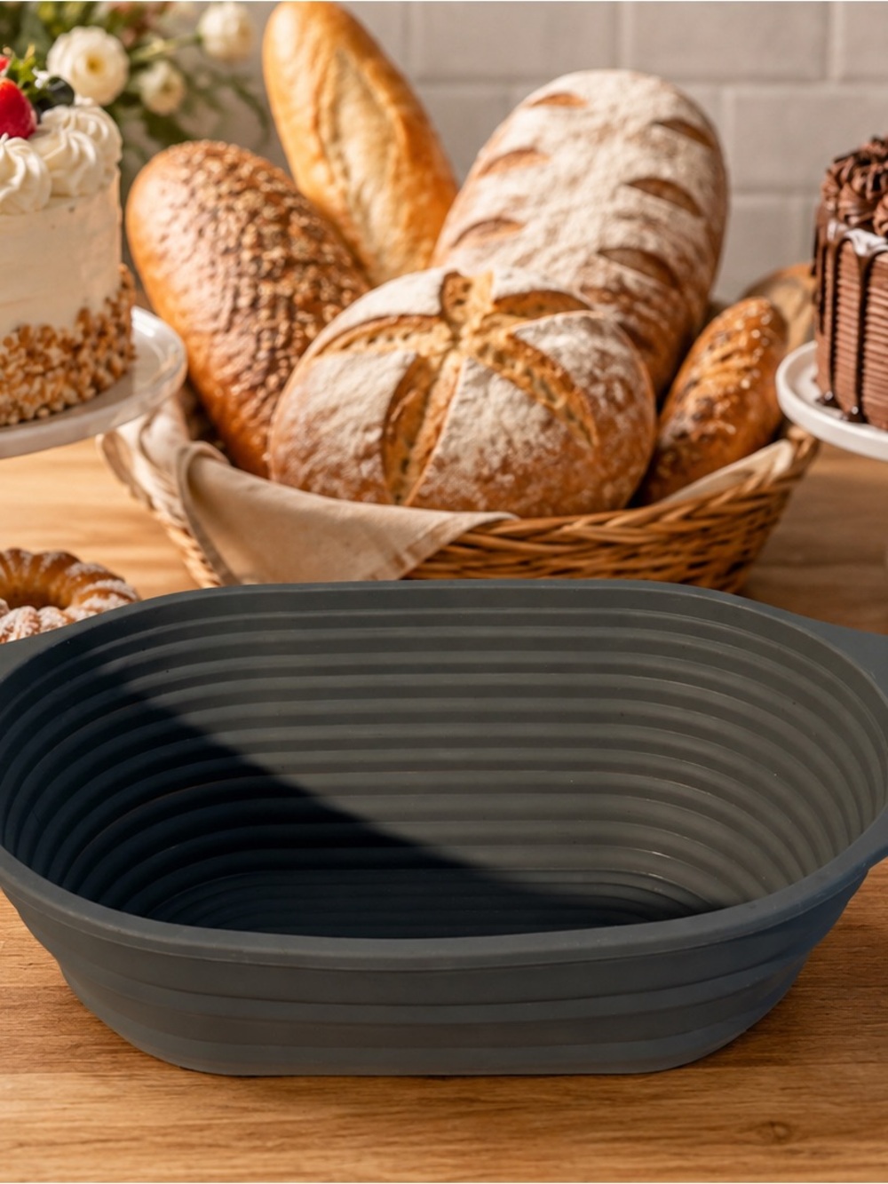 10.5" Heat Resistant Artisan Bread Proofing Basket/Baking Dish - Gray